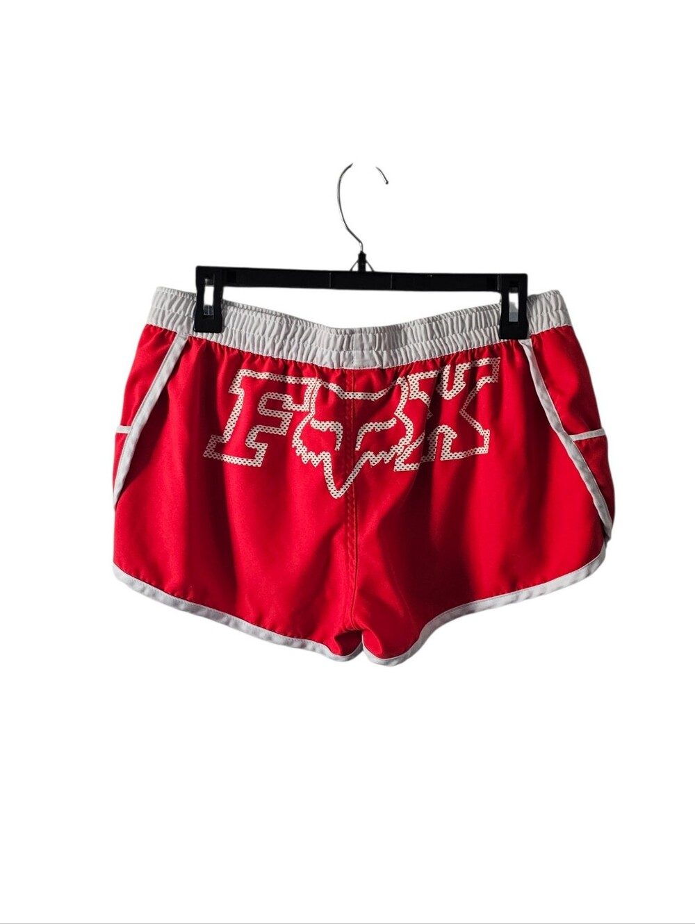 Vintage Fox Racing Women Large Athletic Beach Board Running Shorts Red Y2K Retro